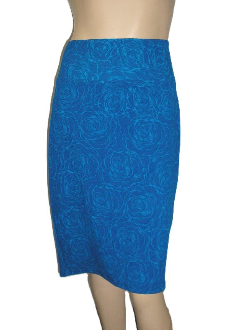 LuLaRoe Floral Blue Above Knee Skirt, Size 2XL